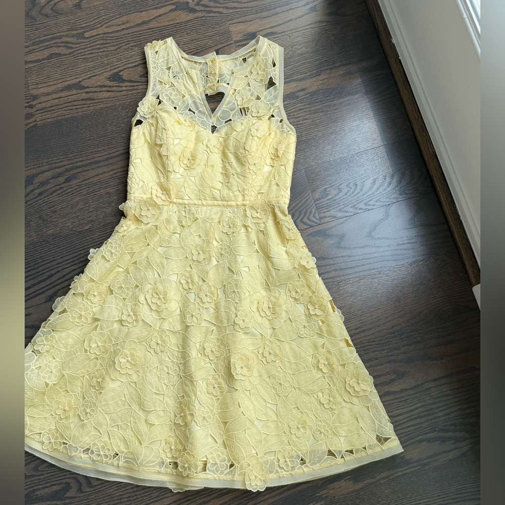 BHLDN 3D Yellow Lace Dress size 2